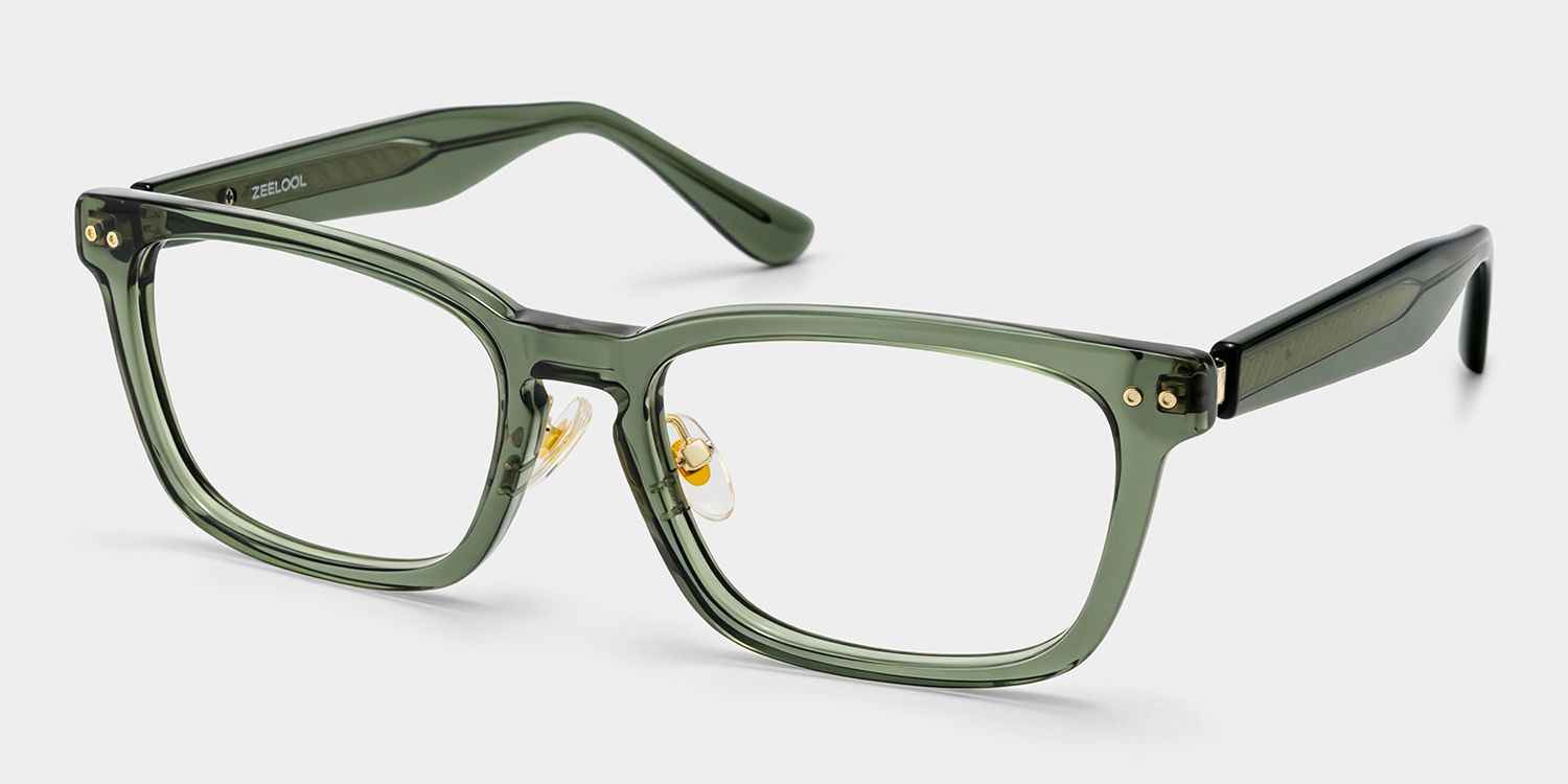 Buzz Green Rectangle Frame Glasses for Men | ZEELOOL3