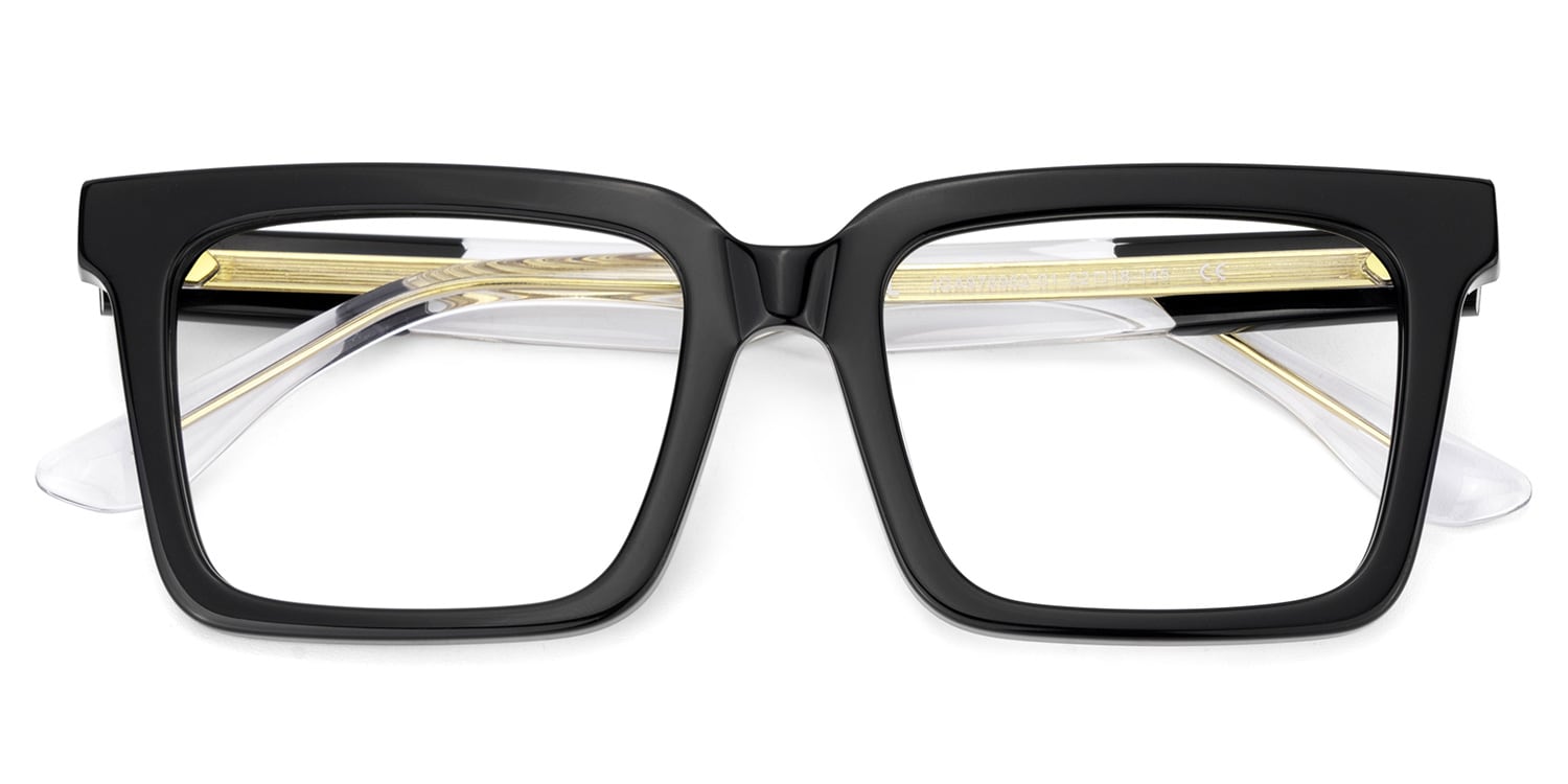 Hattie Rectangle Black Glasses2