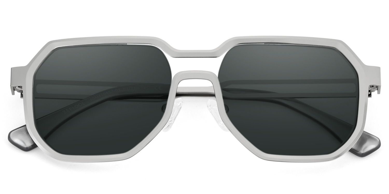 Men's Geometric Sunglasses in Silver Color2