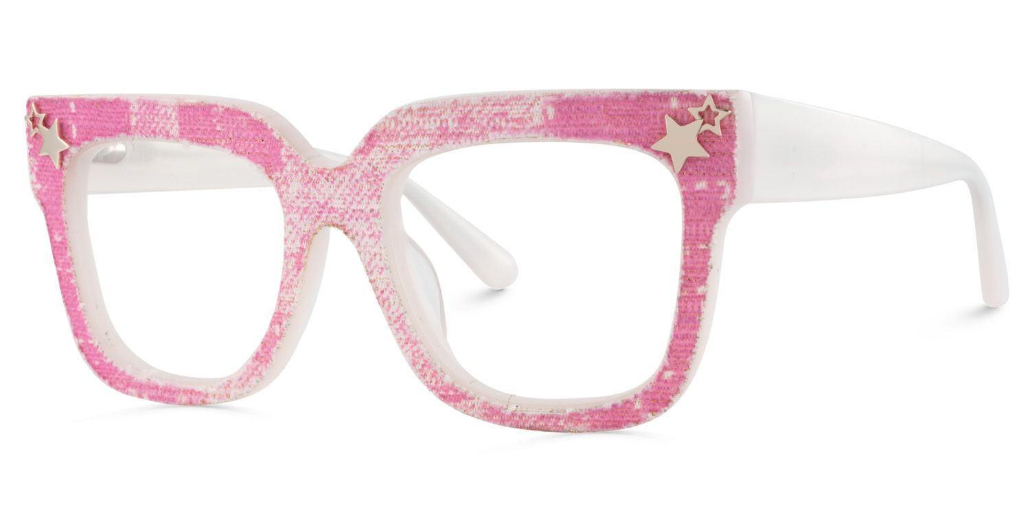 Teresita Thick Pink Denim Glasses in Square Design | Zeelool3