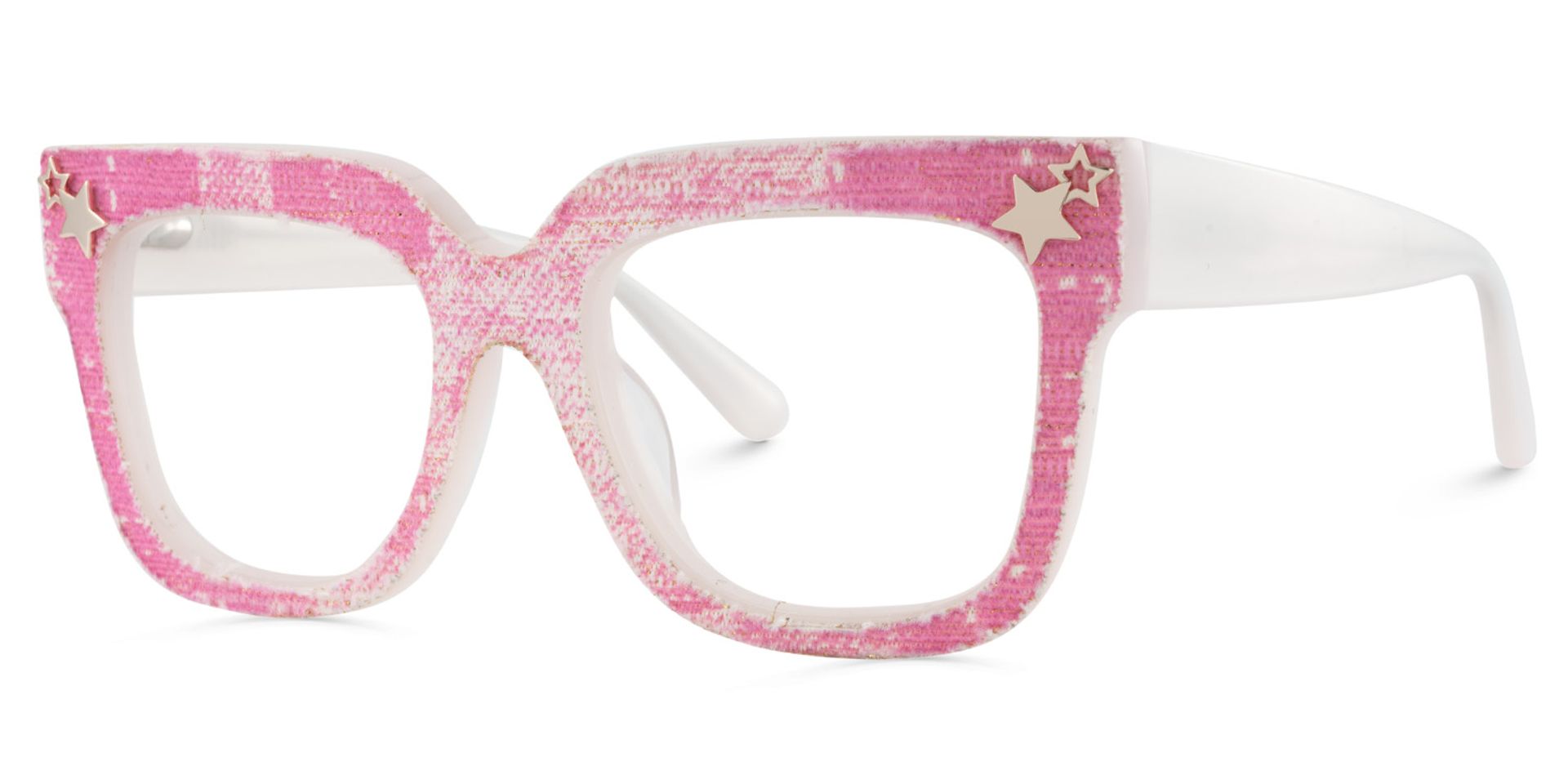 Teresita Thick Pink Denim Glasses in Square Design | Zeelool3