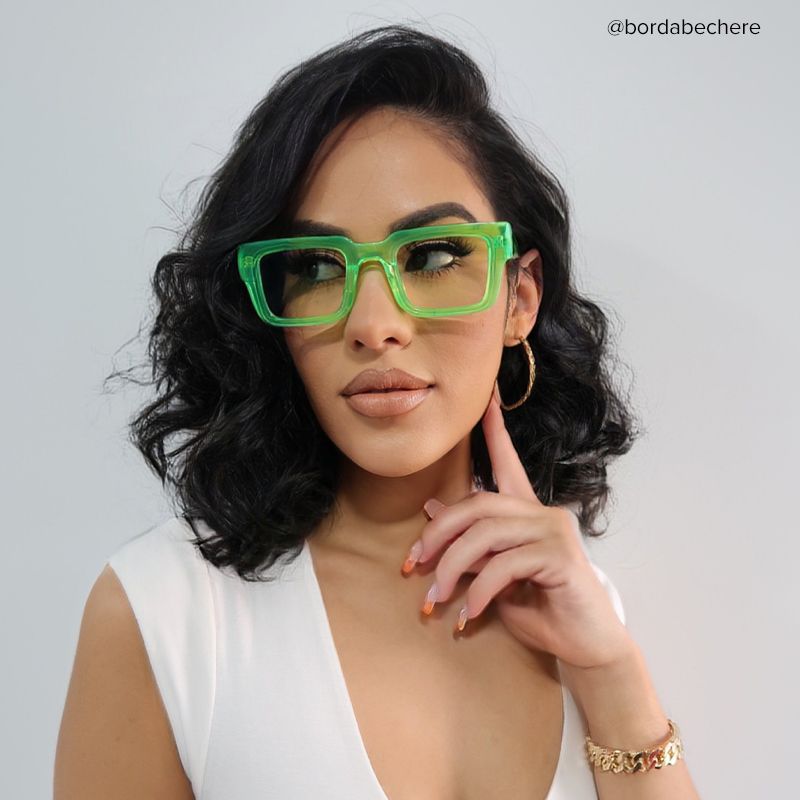Glaucia Square Green Glasses | Zeelool Glasses4