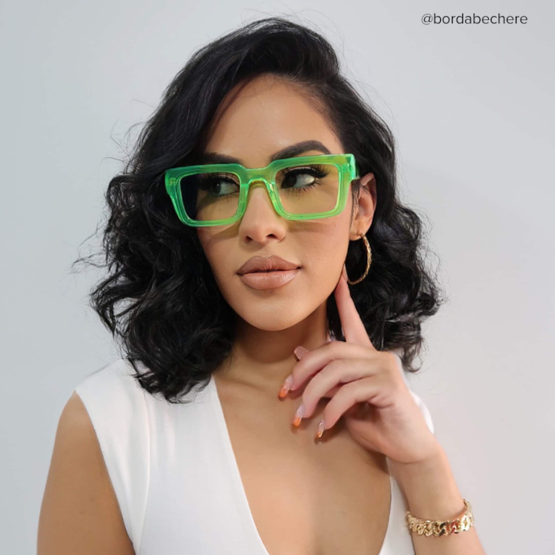 Glaucia Square Green Glasses | Zeelool Glasses4