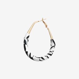 Vintage Black White Leather Earrings1