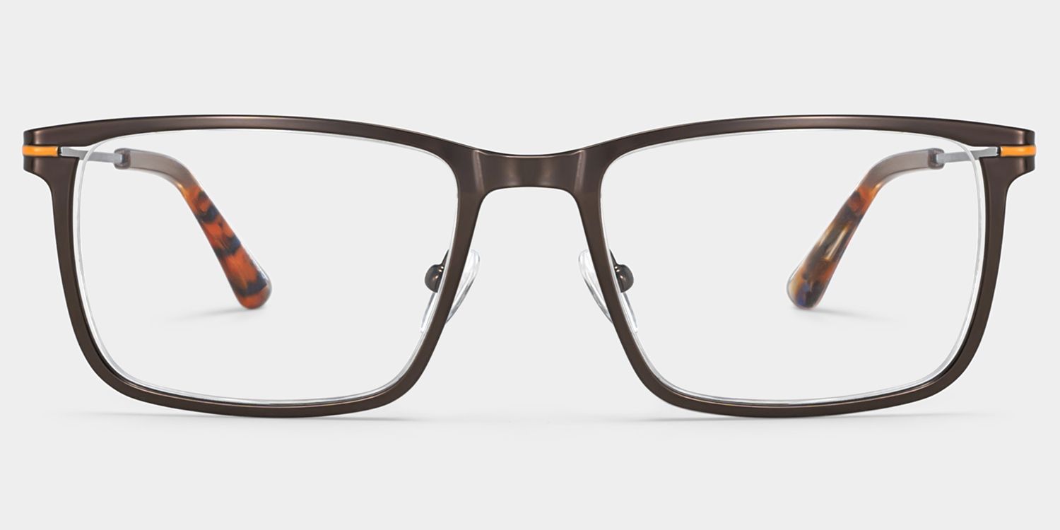 Rectangle Brown Eyeglasses- Roxana Metal Frame Glasses1