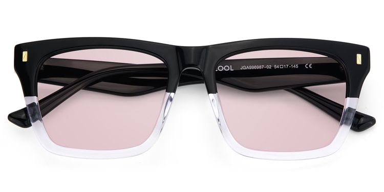 Brookins Black Clear Rectangle Sunglasses
