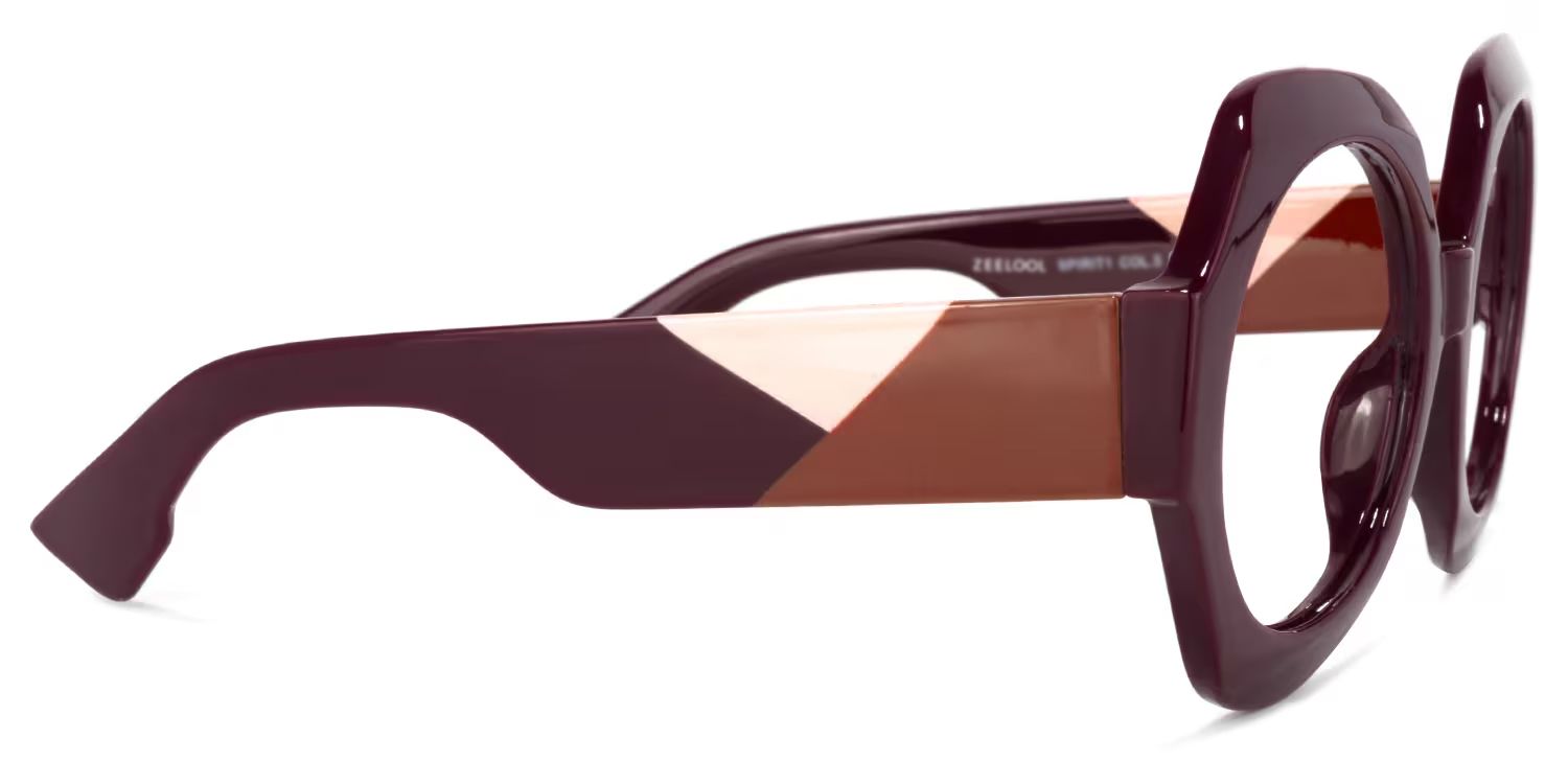 Geoffrey Geometric Eyeglasses with Wide Dark-Red Frame3