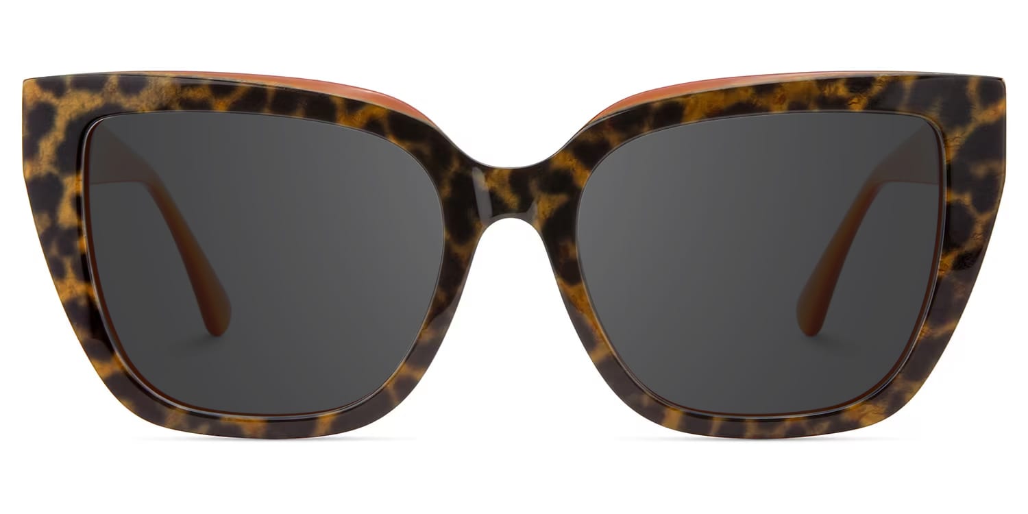 【DALLA】contrast fake two piece Square Frame Leopard Glasses on Sale