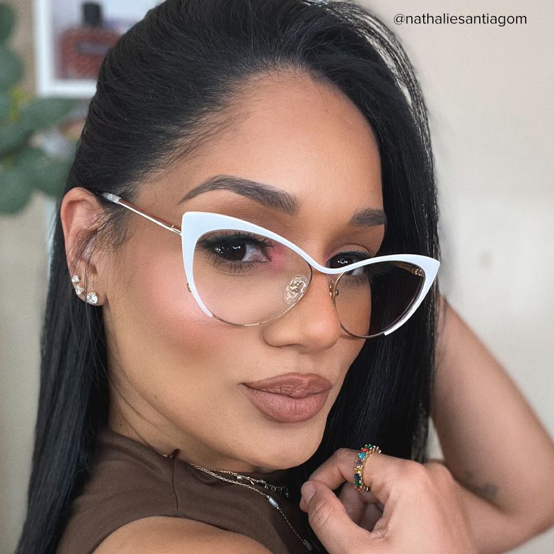 Ellen Cateye White Wire Frame Glasses and Eyeglasses10