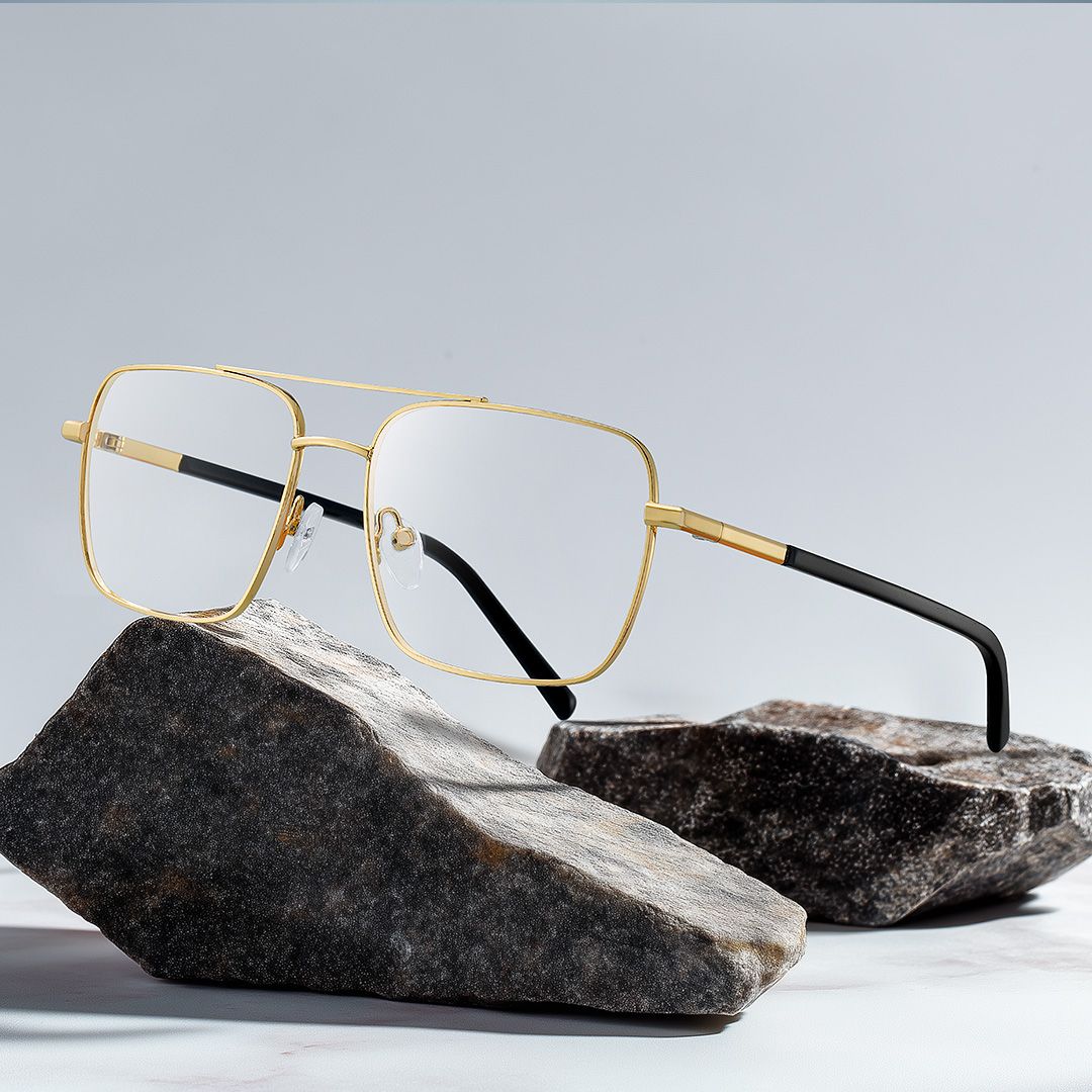 Iris Gold Frame Glasses with Aviator Frame Online | ZEELOOL1