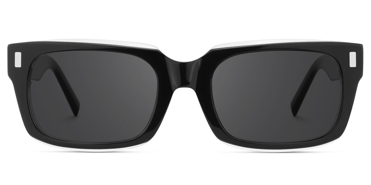 Designer Rectangular Glasses with Clear Rim of Black Frame