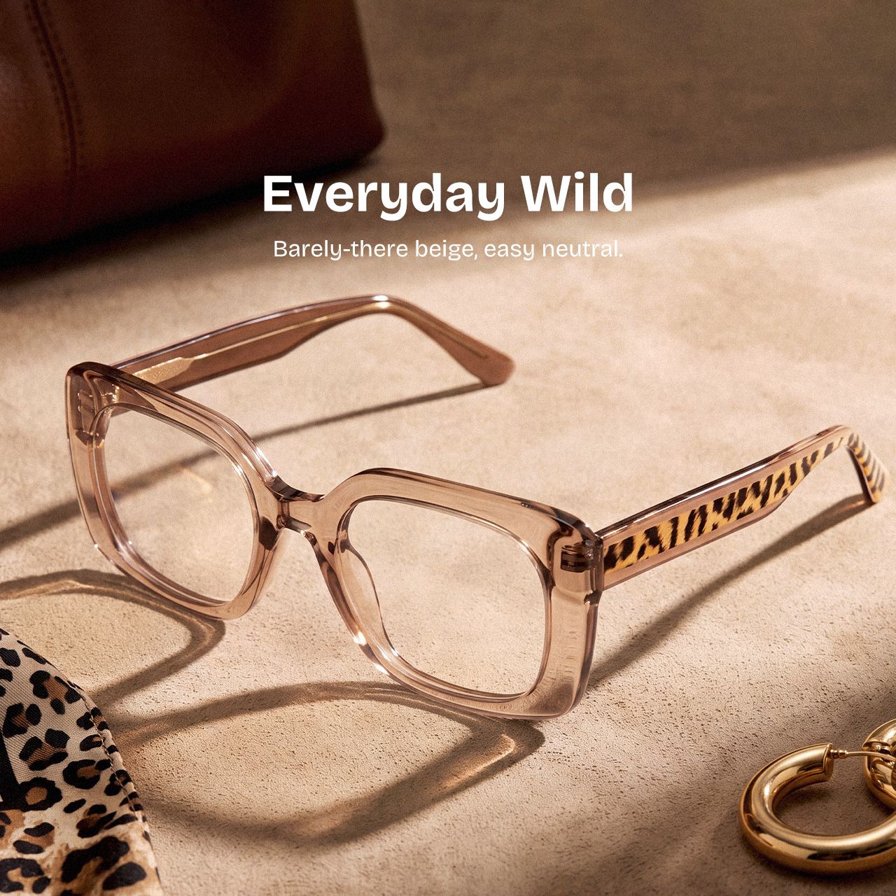 Natalie Beige Square Glasses | ZEELOOL0