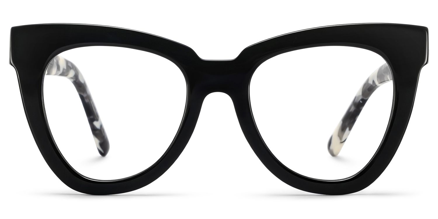 Zeelool Women's Cat eye Black Acetate Prescription Glasses