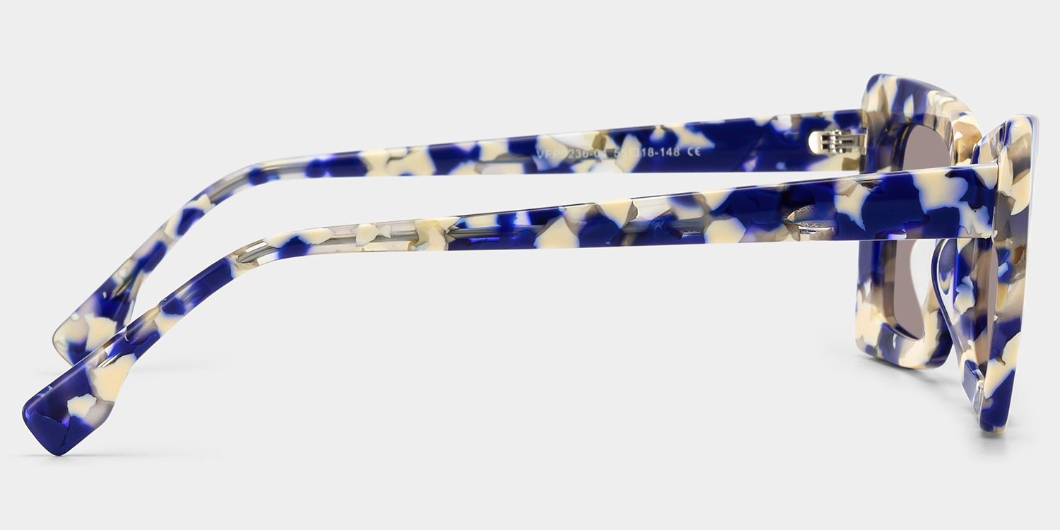Newell Rectangle Style Blue-Floral Frame Sunglasses | ZEELOOL3