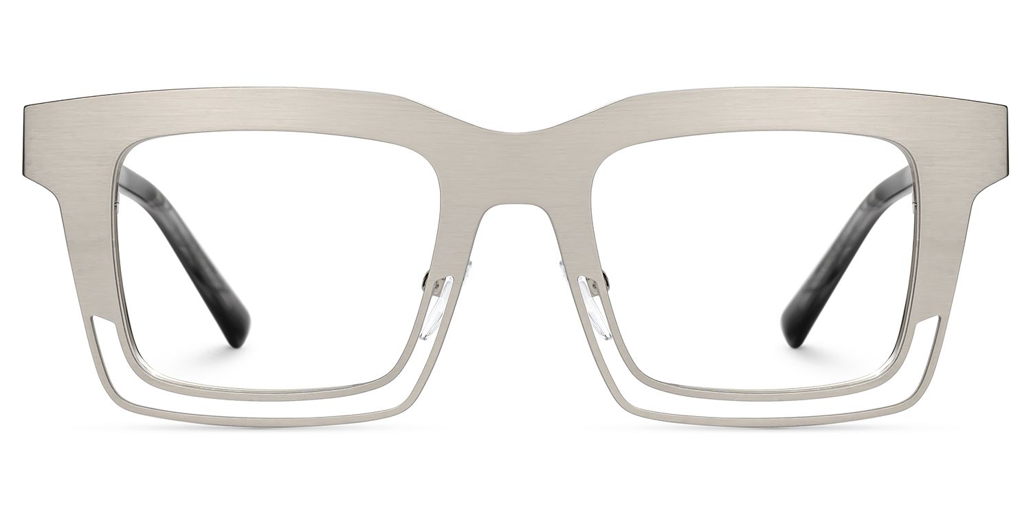 Evan Rectangle Silver Frame Eyeglasses for Males | Zeelool1