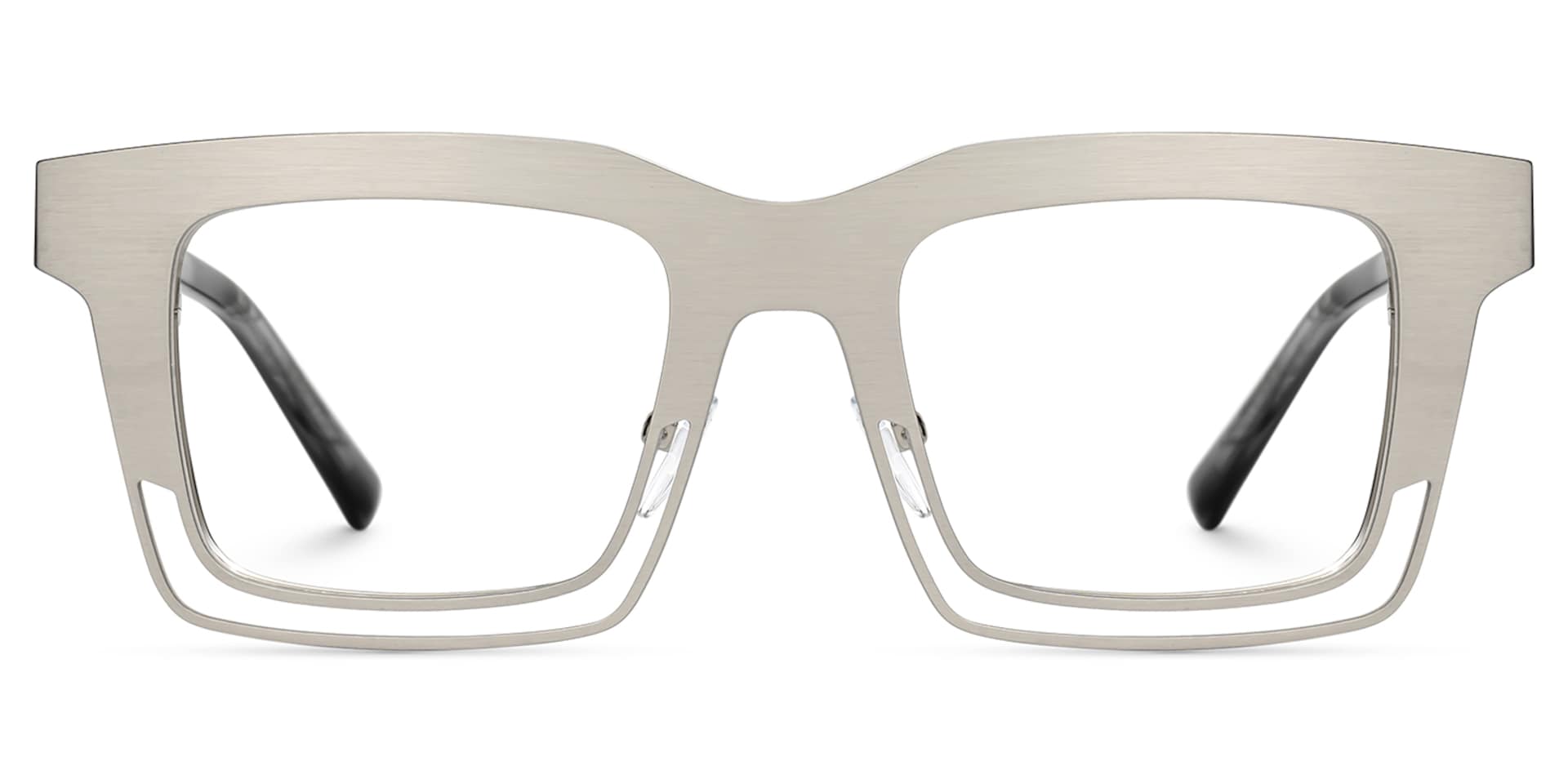Evan Rectangle Silver Frame Eyeglasses for Males | Zeelool1