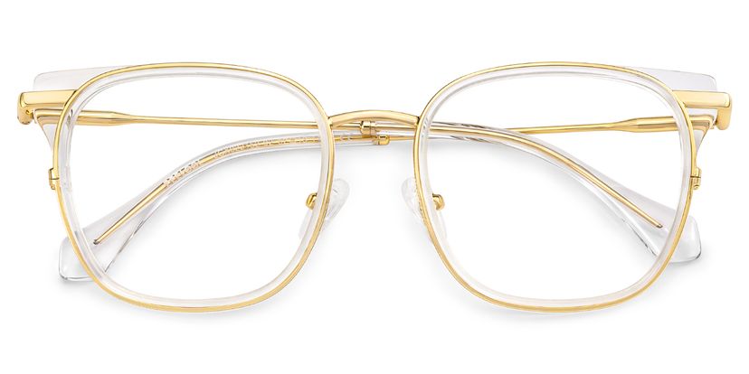 Cameron Eyeglasses in Square Clear-gold Frame | Zeelool display picture 1