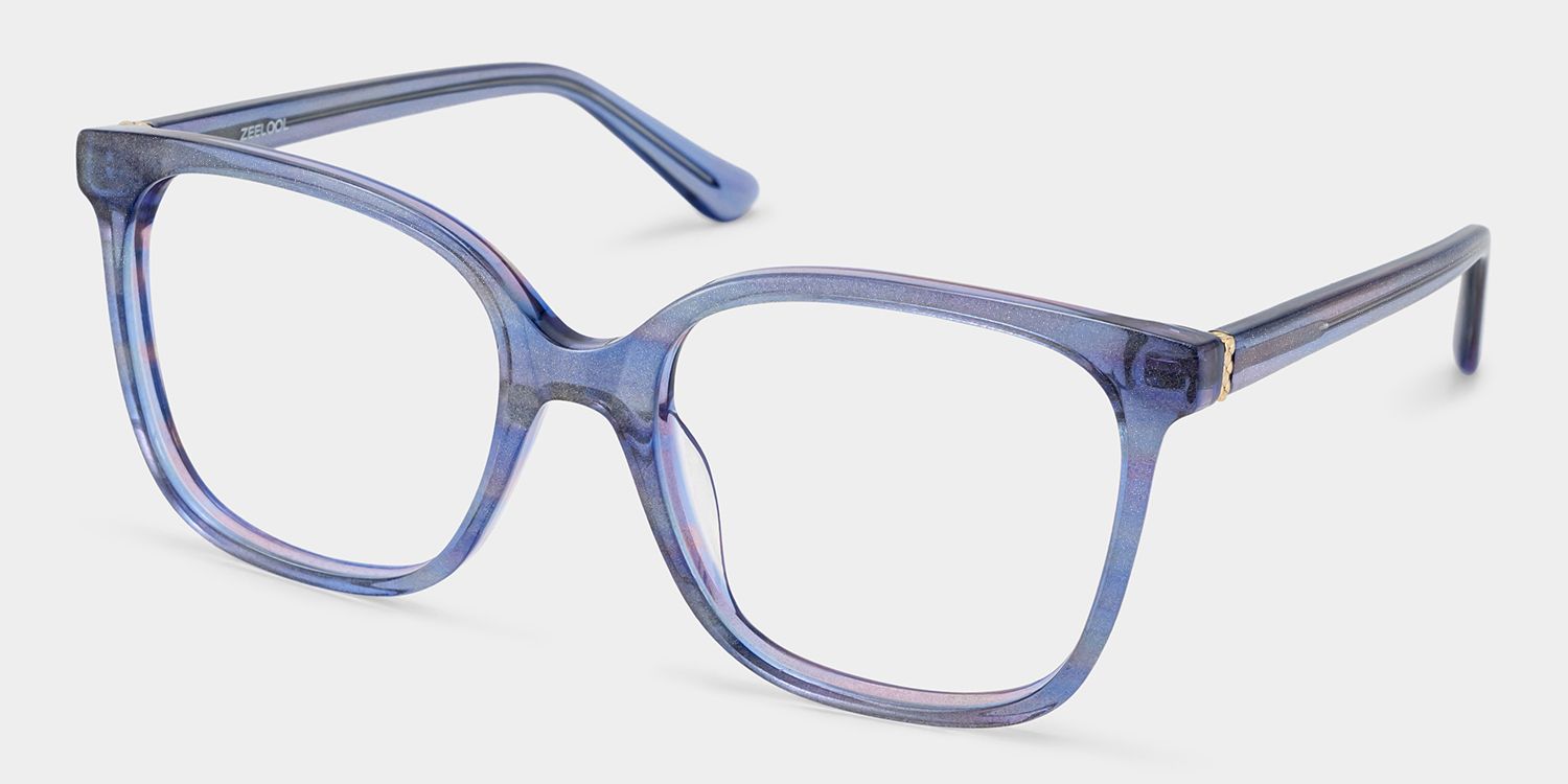 Caroline Blue Square Clear Glasses Frame | ZEELOOL3