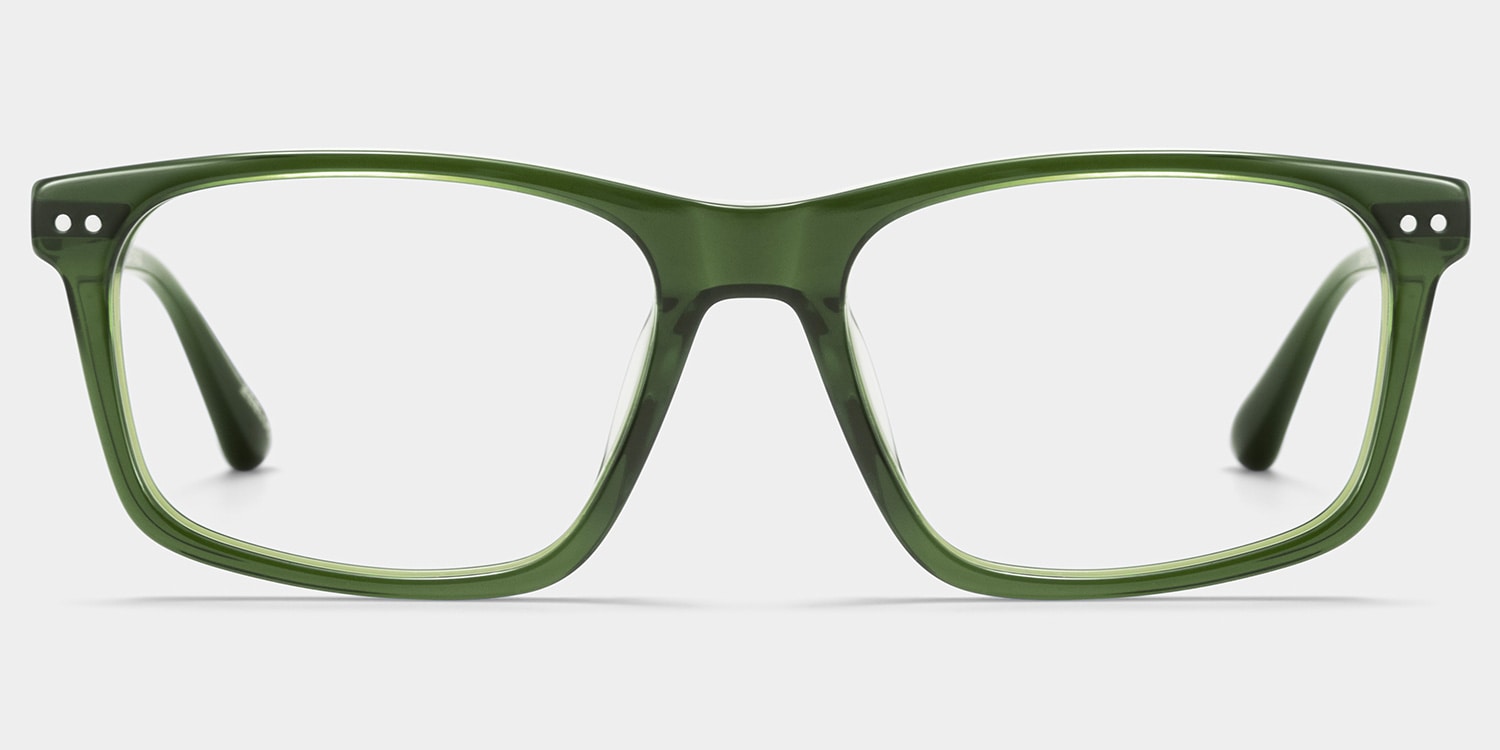 Cozy Rectangle Green Glasses