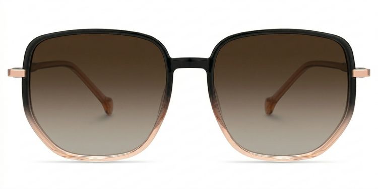 Joana Black Beige Geometric Sunglasses