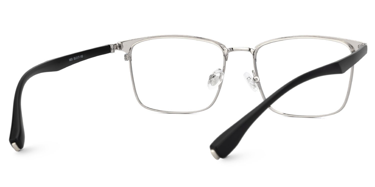 Eaddy Silver Eyeglasses with Rectangle Shape | Zeelool Optical3