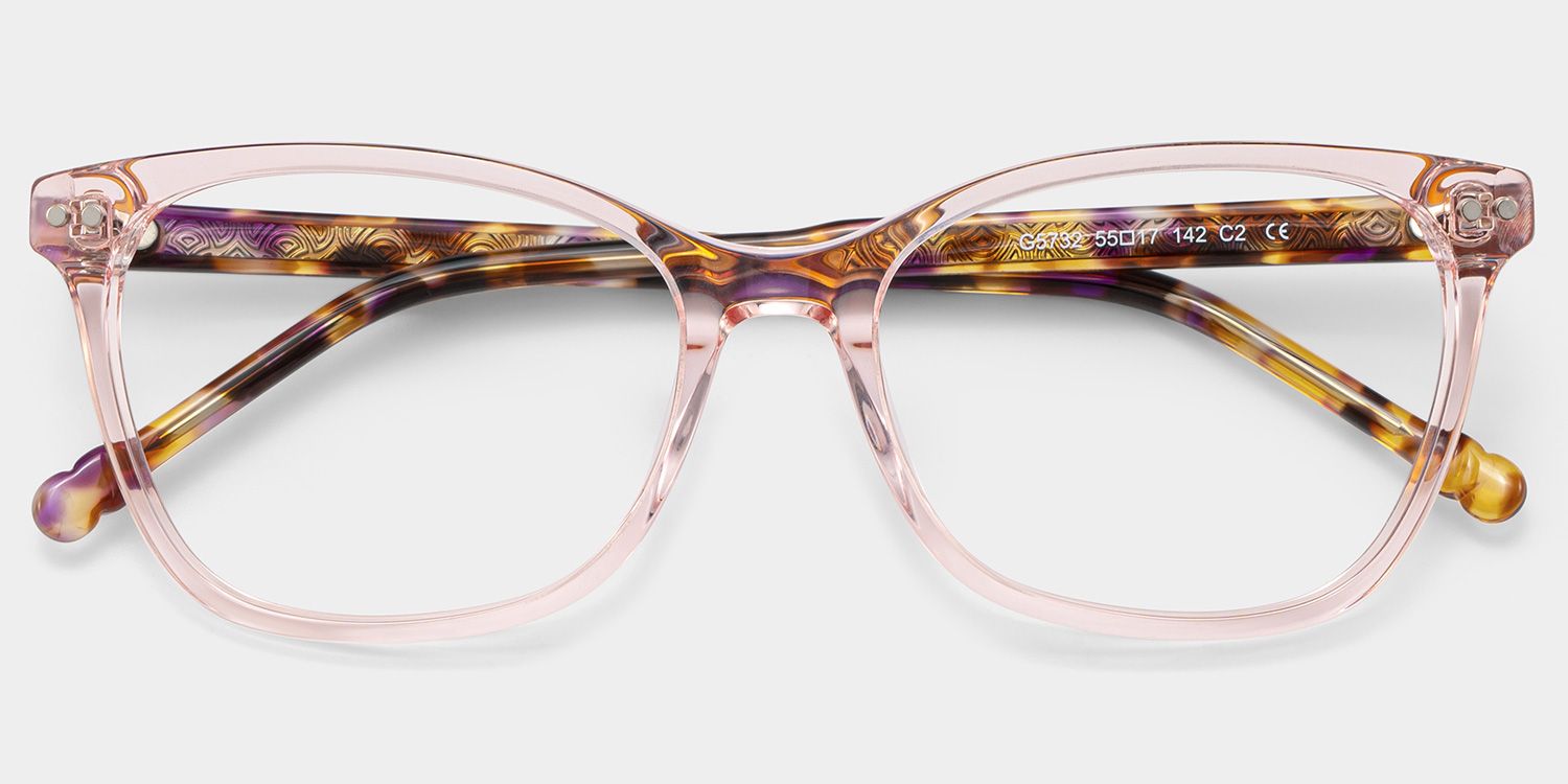 Marigold pink and tortoise shell glasses Rectangle Frame Online | ZEELOOL2