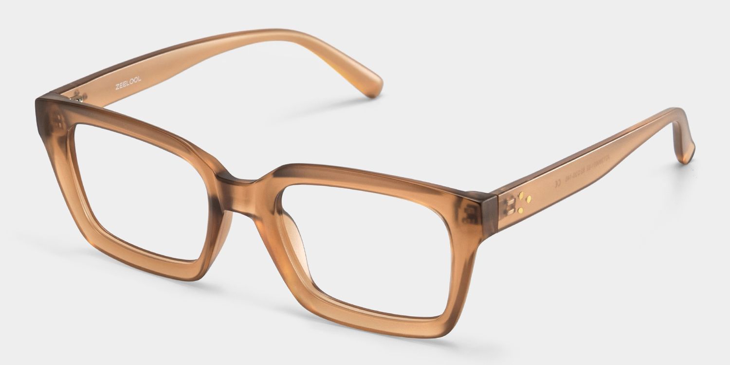 Marley Transparent Beige Rectangle Glasses for Ladies | ZEELOOL2