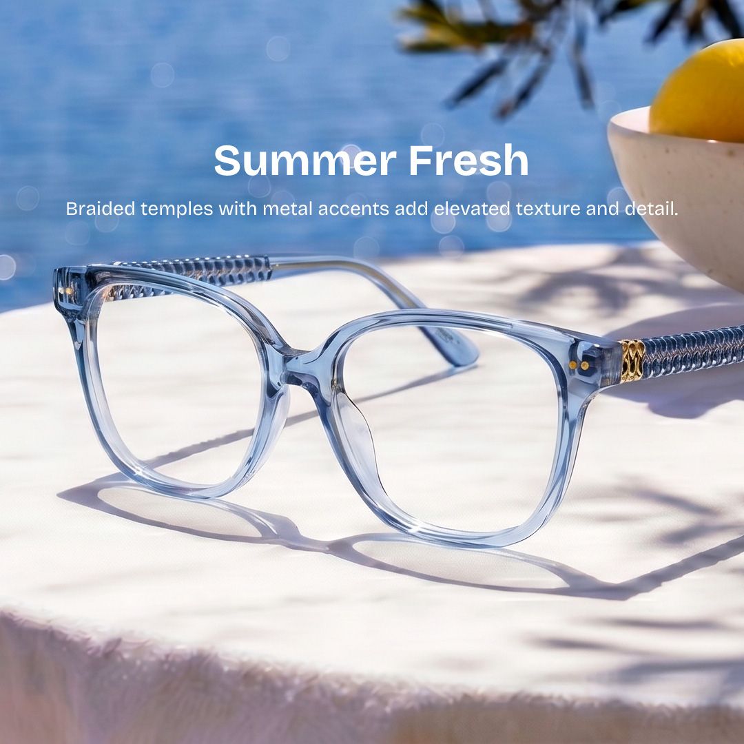 Clara Slim Cat eye Clear Blue Frame Glasses Online | ZEELOOL