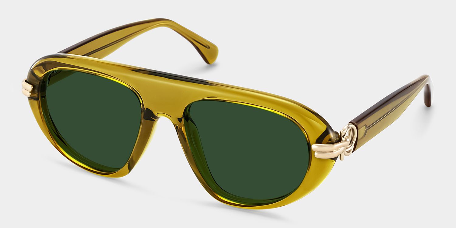 Aveline Mixed Green Aviator Frame Sunglasses | ZEELOOL2