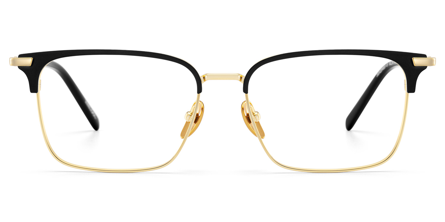 Maxwell Browline Black and Gold Glasses Frames for Men | ZEELOOL
