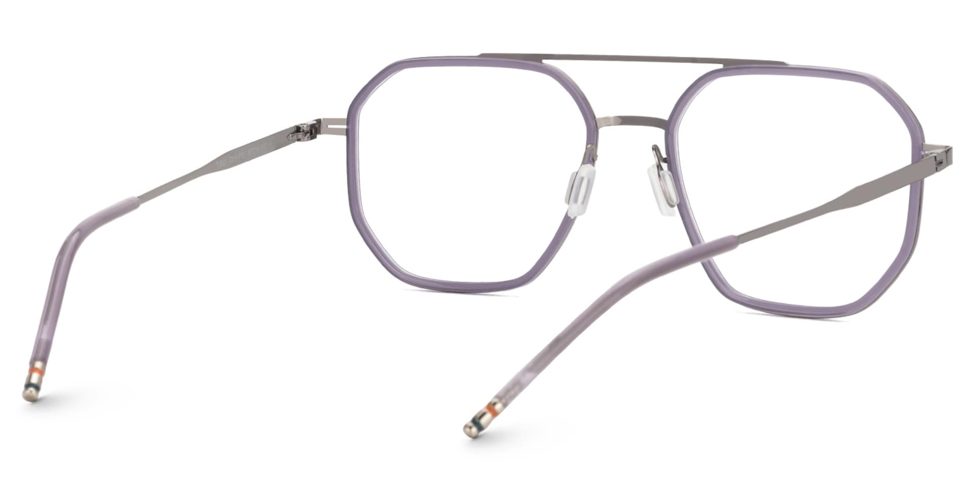 Purple Mixed-Materials Aviator Eyeglasses- Bethany3