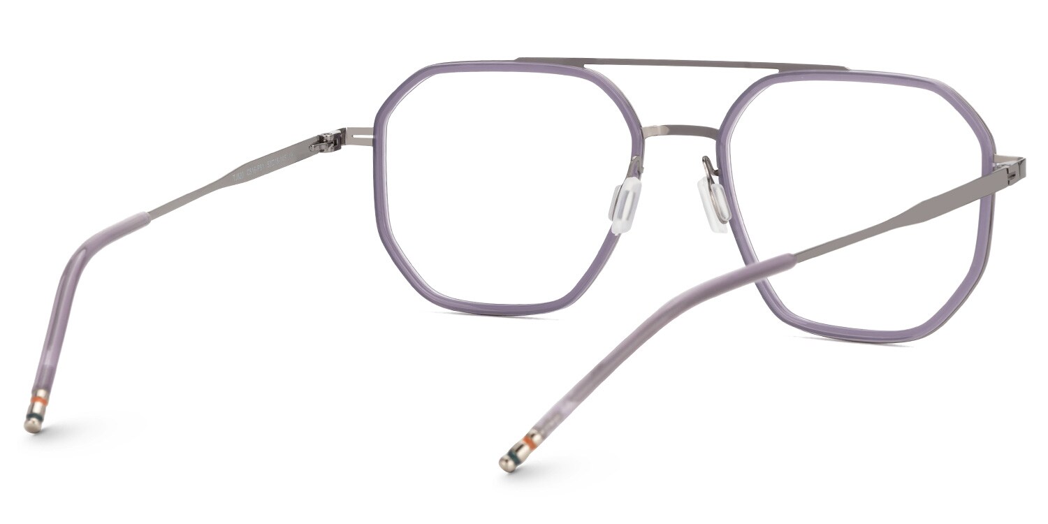 Purple Mixed-Materials Aviator Eyeglasses- Bethany3