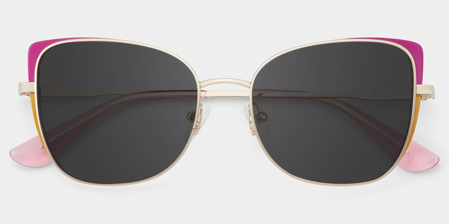 Tessa Pink Gold Frame Glasses with Cat eye Frame Online | ZEELOOL1