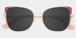 Tessa Cat-Eye Pink Gold Glasses1