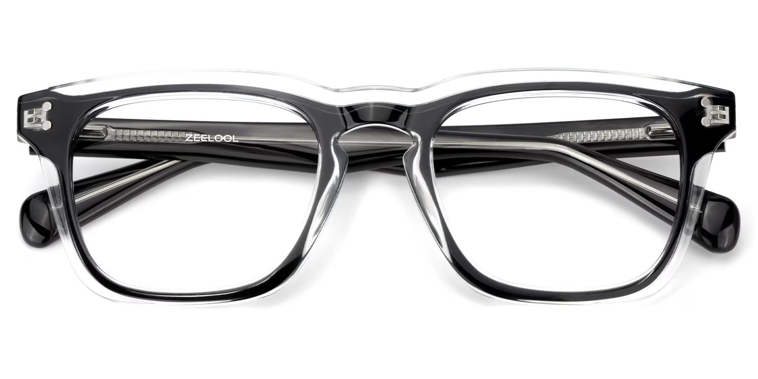 Tr90 Eyeglasses Frames With Rectangle Shape and Black Clear Color2