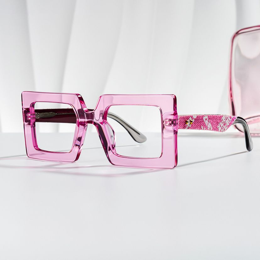 Tiffaney Square Transparent Pink Glasses