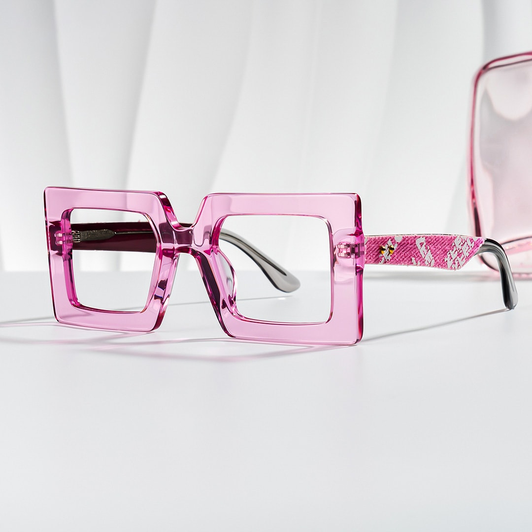 Tiffaney Square Transparent Pink Glasses