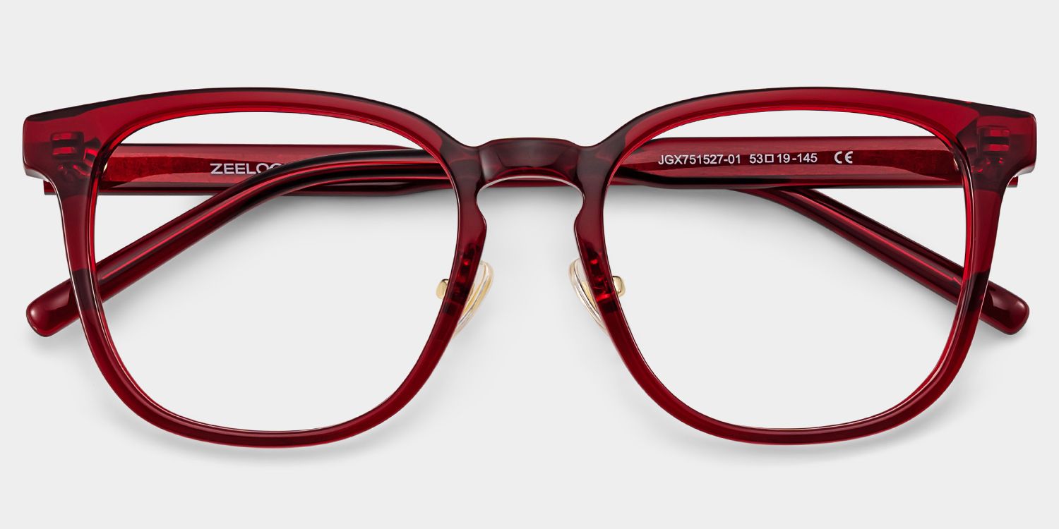 Hailey Red Frame Glasses with Square Frame Online | ZEELOOL2