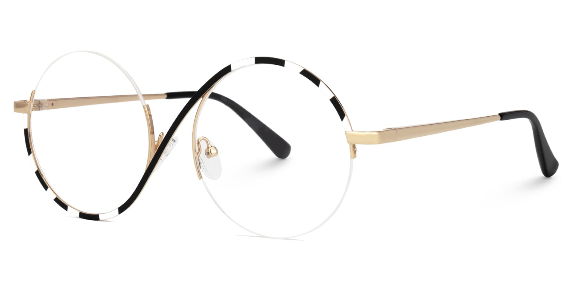 Round Flozif Black-White Glasses deals -Zeelool Glasses1