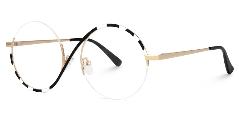 Flozif Round Black-White Glasses