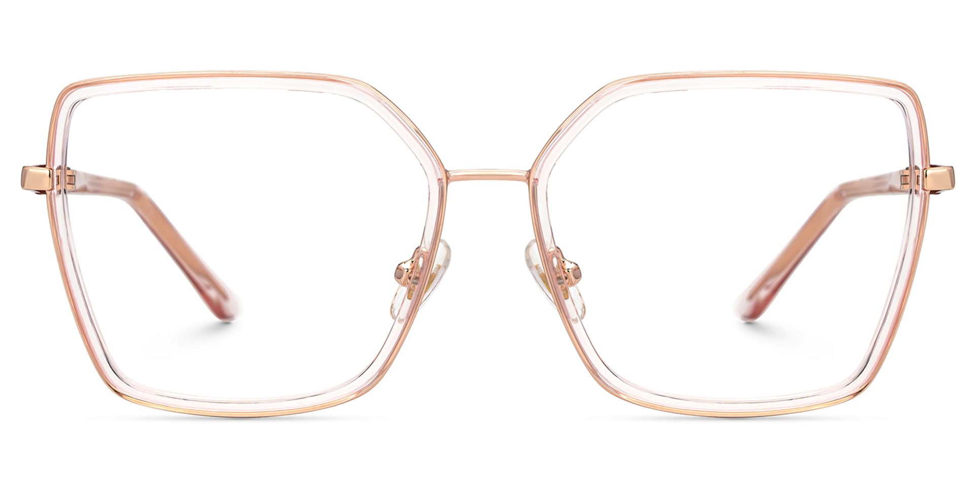 Jill Transparent Matte Pink Eyeglasses in Square Frame0