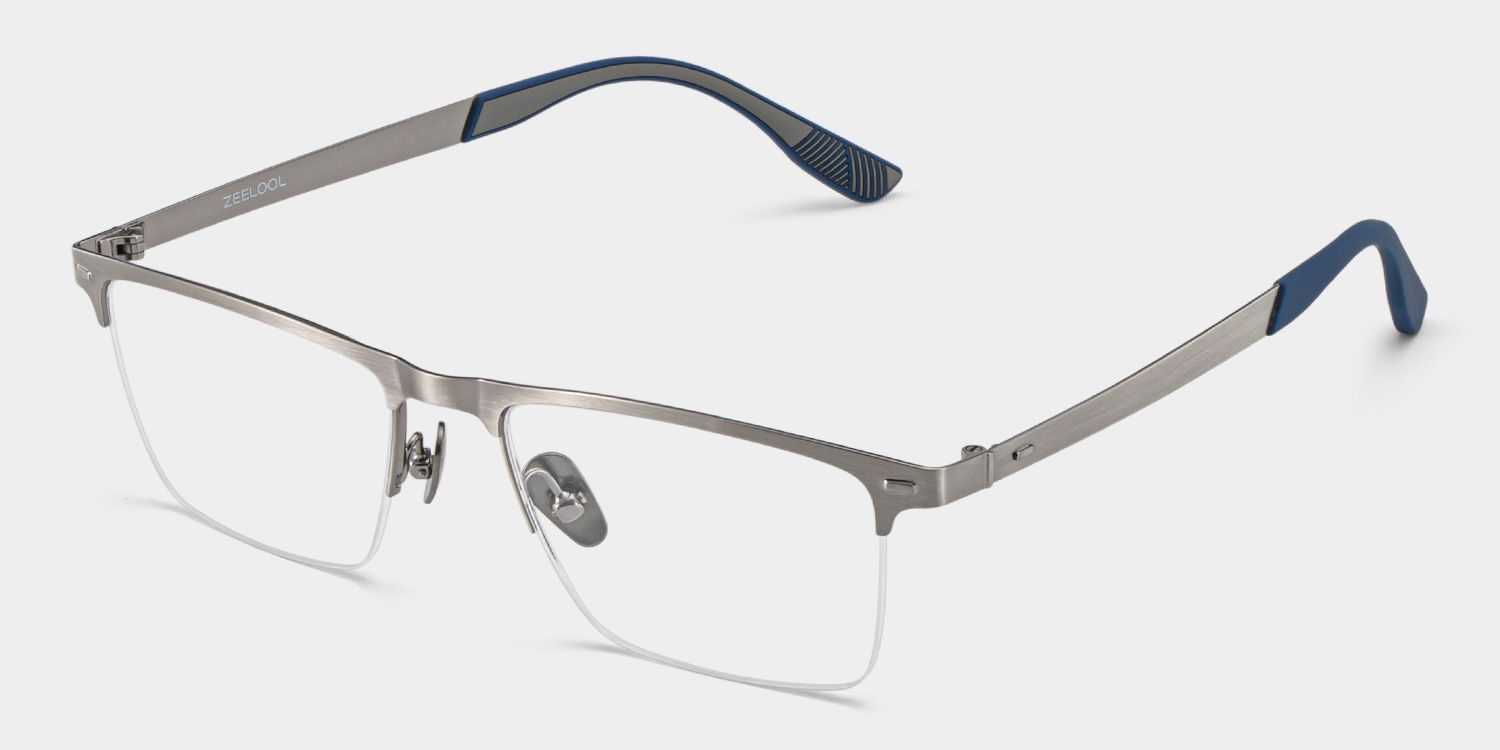 Browline Silver Eyeglasses- Brock Titanium Frame Glasses5