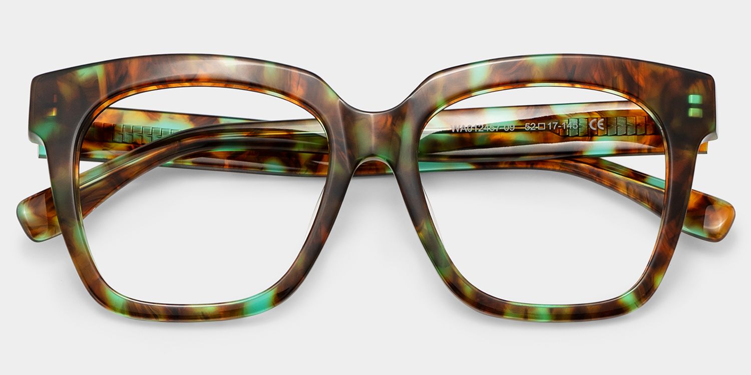 Xion Green-Tortoise Square Frames Glasses | Zeelool1