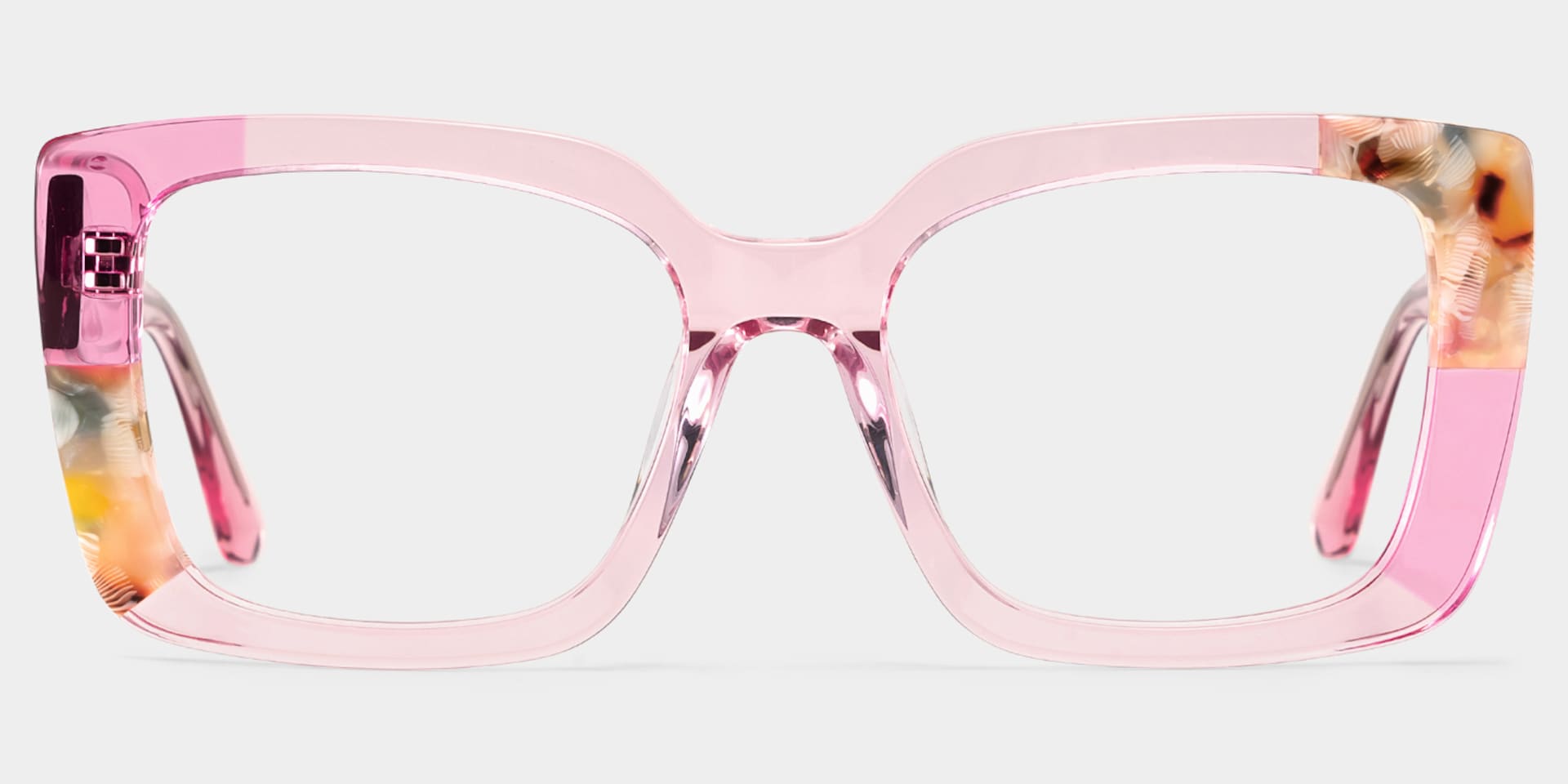 Flair Clear Pink Frame Glasses with Square Frame Online | ZEELOOL2