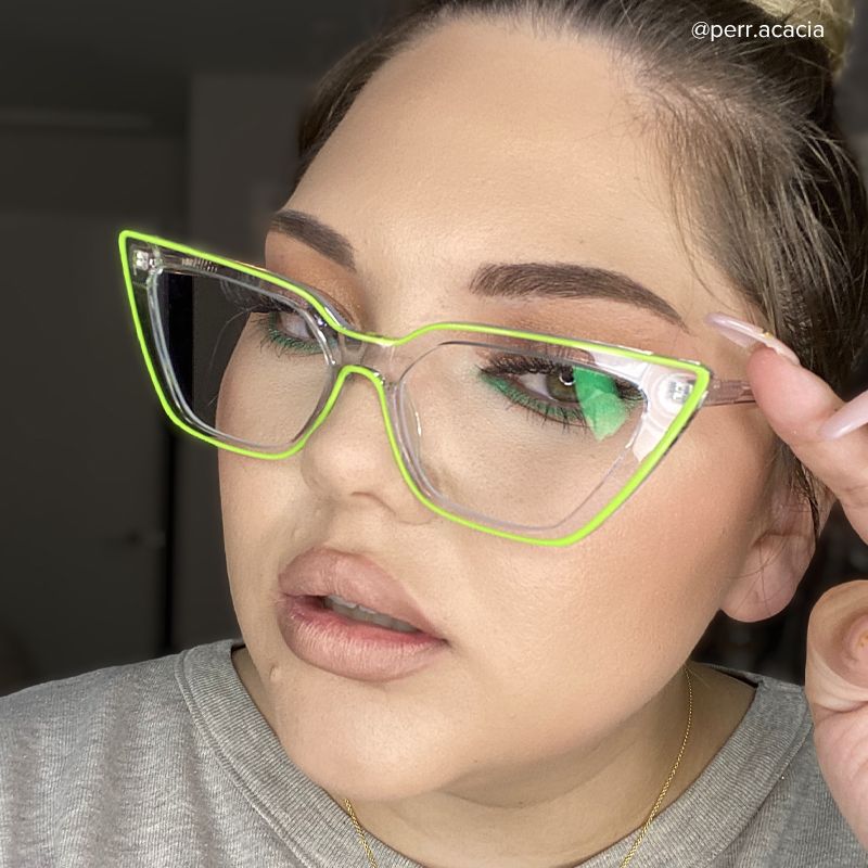 Zeelool Lime Green Cat Eye Glasses & Cyberpunk Frame5