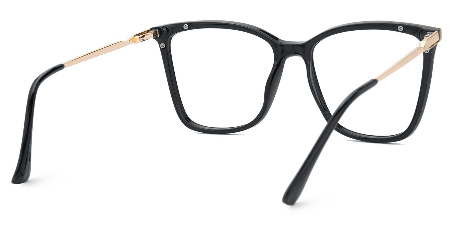 Black Square Frame Glasses With White Corner Frame Design4