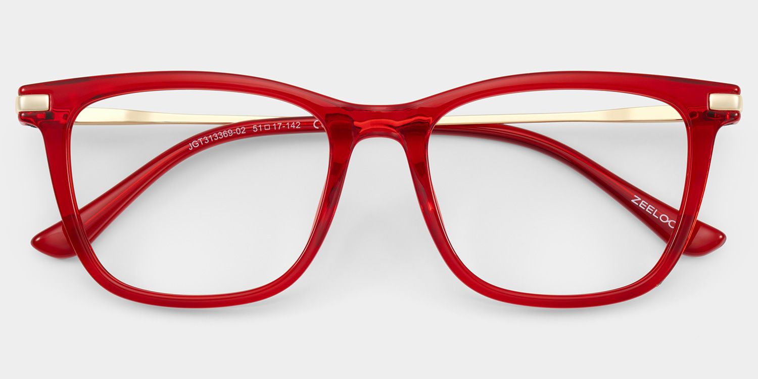 Selena Rectangle Transparent Red Glasses for Women | ZEELOOL2