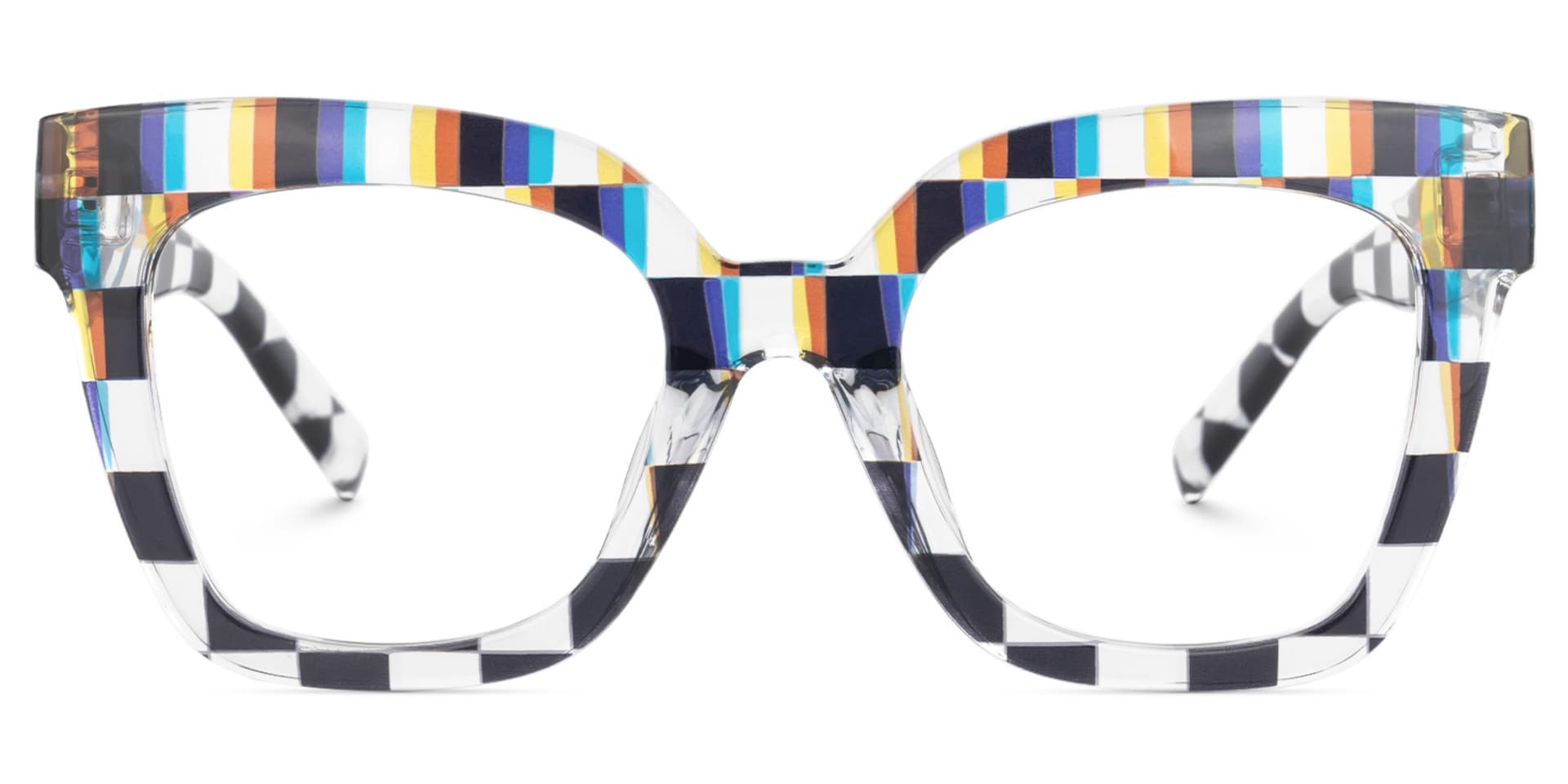 Geek Chic Malcolm Checkered Square Frame Glasses0