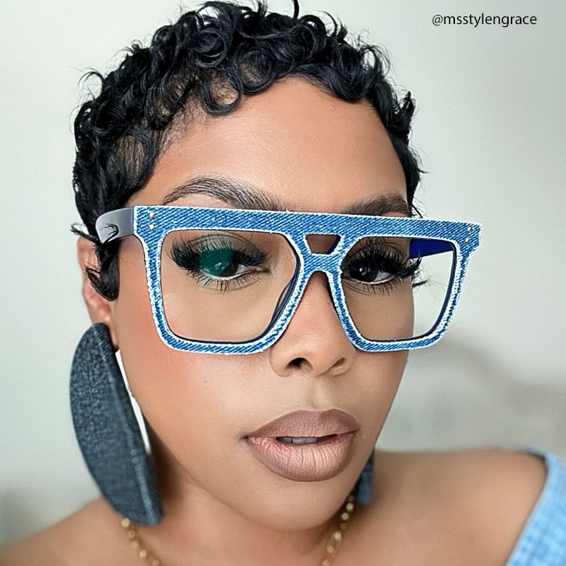 Rubin Square Denim Blue Glasses8