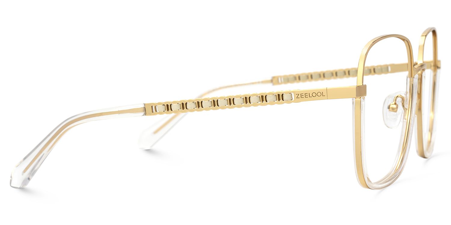Perfecta Square Clear and Gold Prescription Glasses | Zeelool2